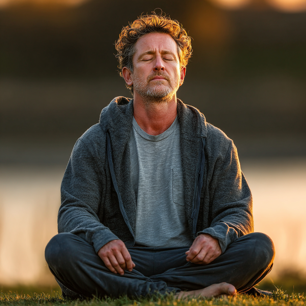 Чоловік старшого віку займається йогою та медитацією